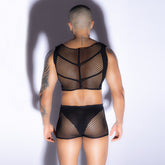 Love In Leather Mens Sleeveless Top & Trunks Set Mens Briefs And Boxers